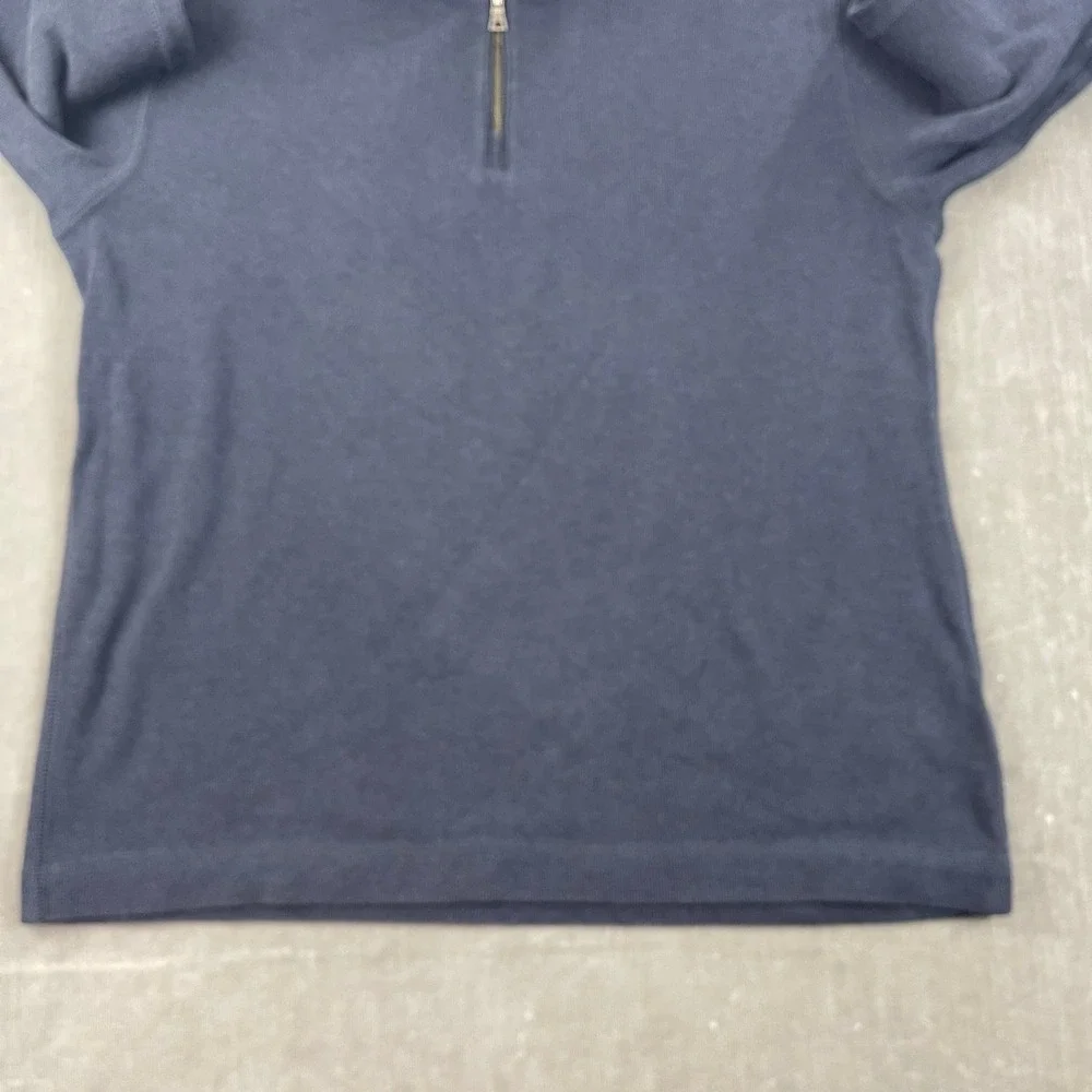 Banana Republic Mens L Navy Blue‎ Quarter Zip Pullover Cotton Ribbed Mock Neck